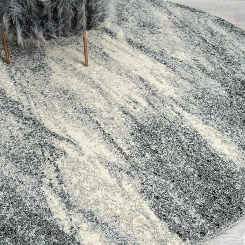 Astor Ash Charcoal Round Rug