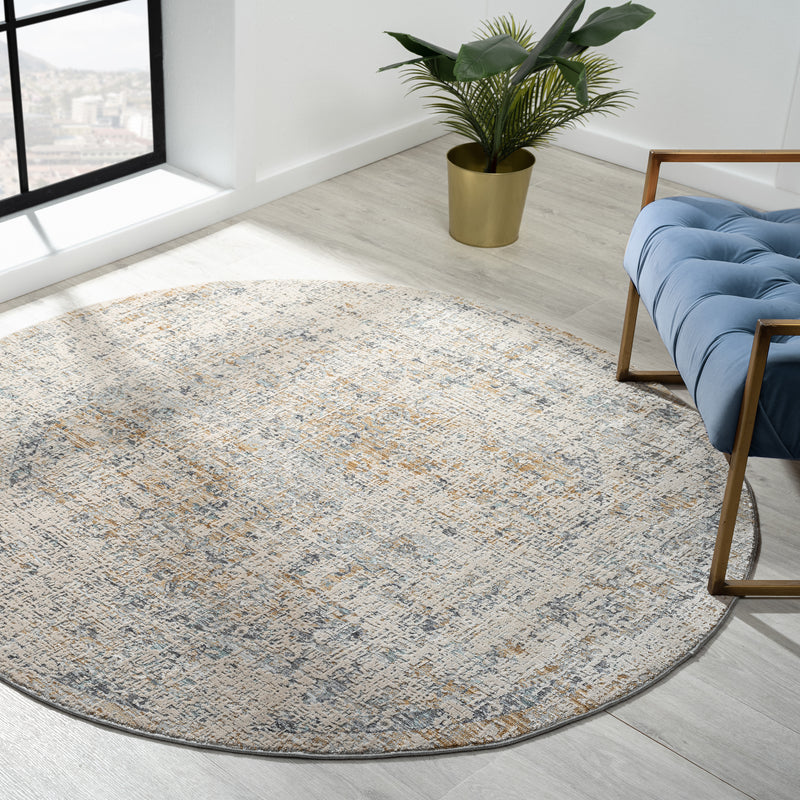 Allen Orison Grey Beige Round Rug
