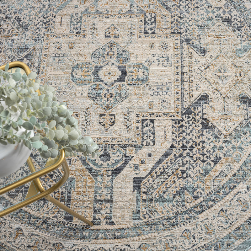 Allen Aitken Grey Beige Round Rug