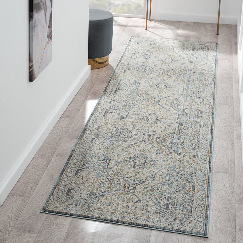 Allen Aitken Grey Beige Runner Rug