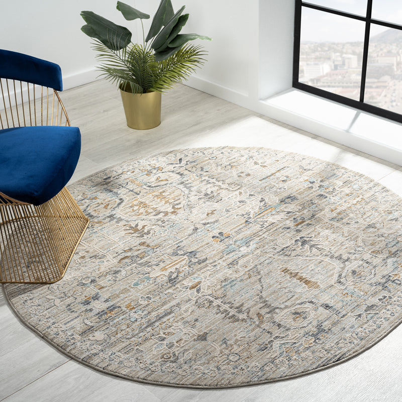 Allen Beavers Grey Taupe Round Rug