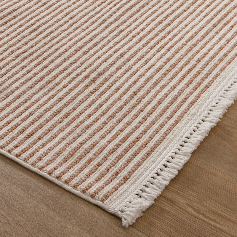 Bruno Loop Stripes Pink Ivory Rug