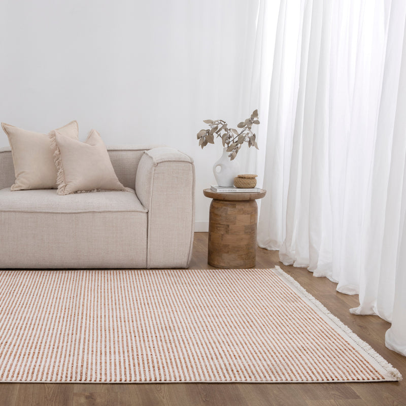 Bruno Loop Stripes Pink Ivory Rug