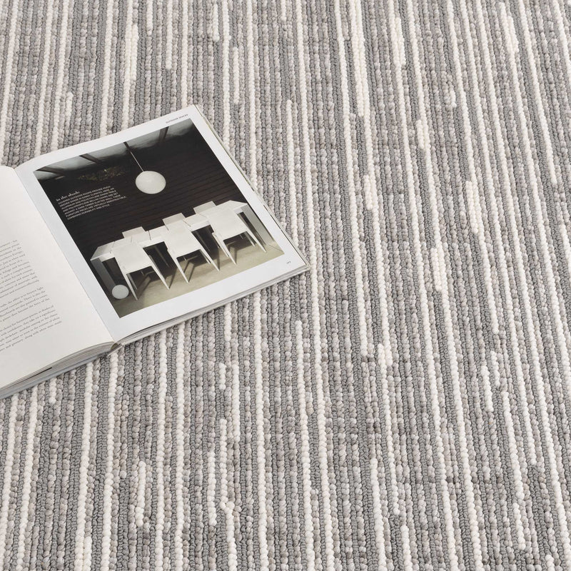 Bruno Loop Lines Silver Ivory Runner Rug