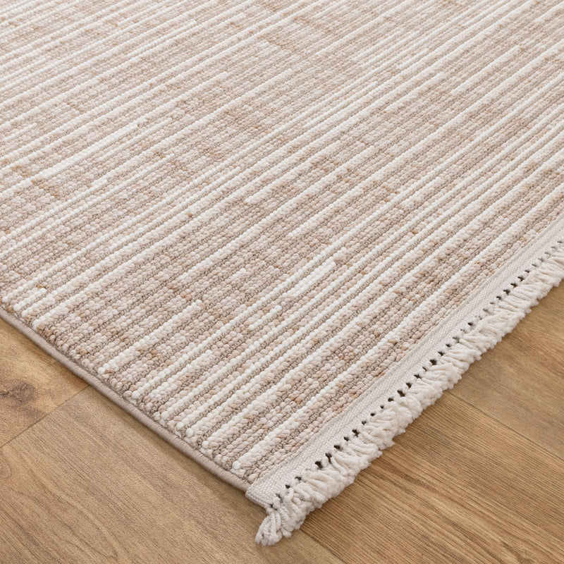 Bruno Loop Lines Beige Ivory Loop Runner Rug