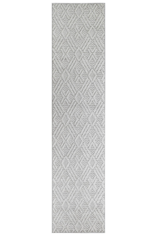 Berlin Cross Light Grey Runner Rug