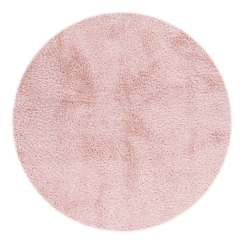 Mila Machine Washable Shaggy Blush Round Rug