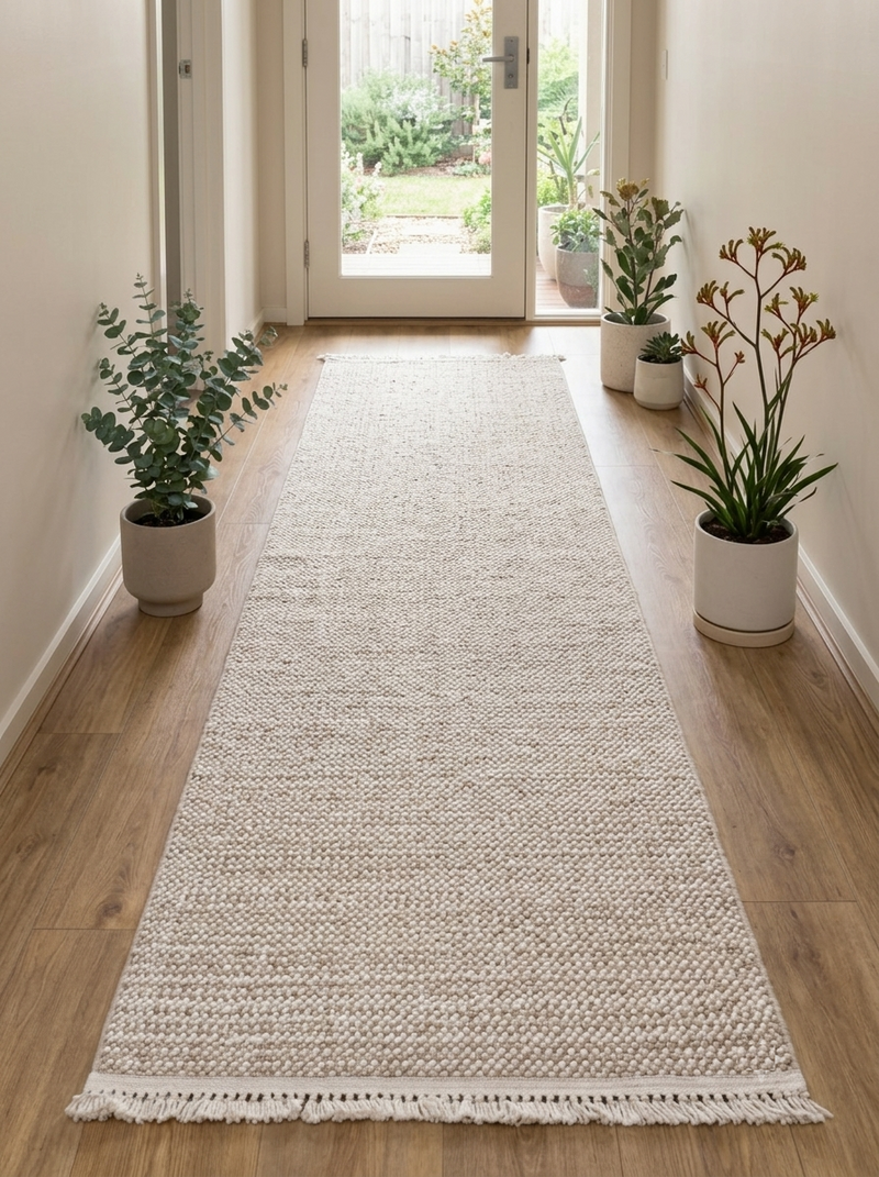 Bruno Loop Ivory Beige Runner Rug