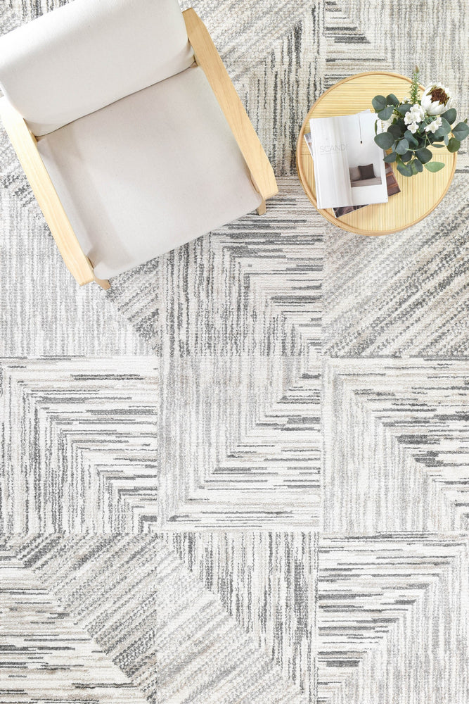 Singsong Tiles Grey Cream Rug