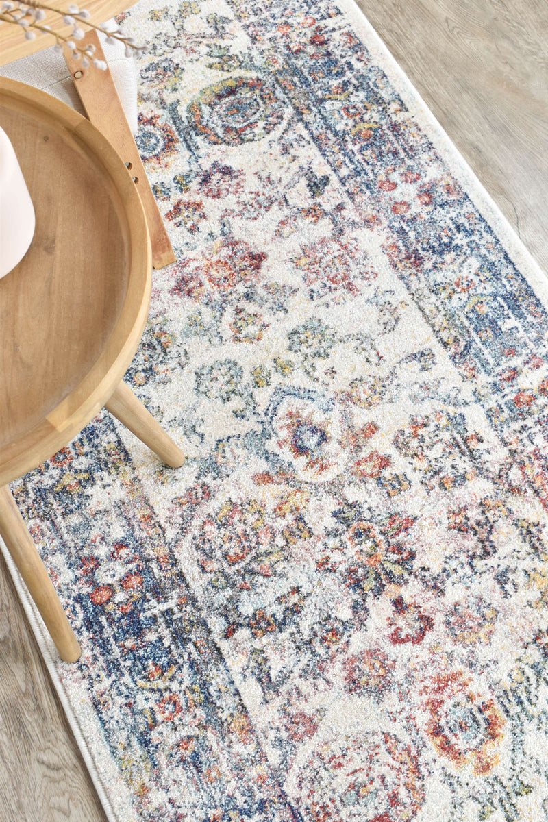 Casanova Century Border Blue Runner Rug