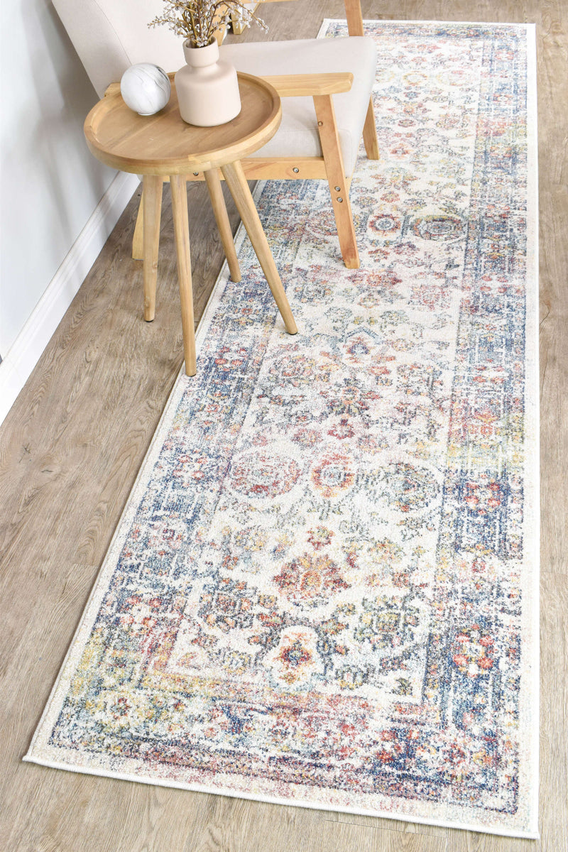 Casanova Century Border Blue Runner Rug