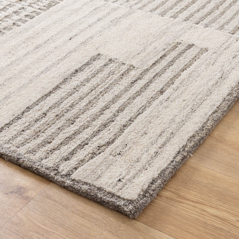 Caspian Prism Grey Cream Wool Rug