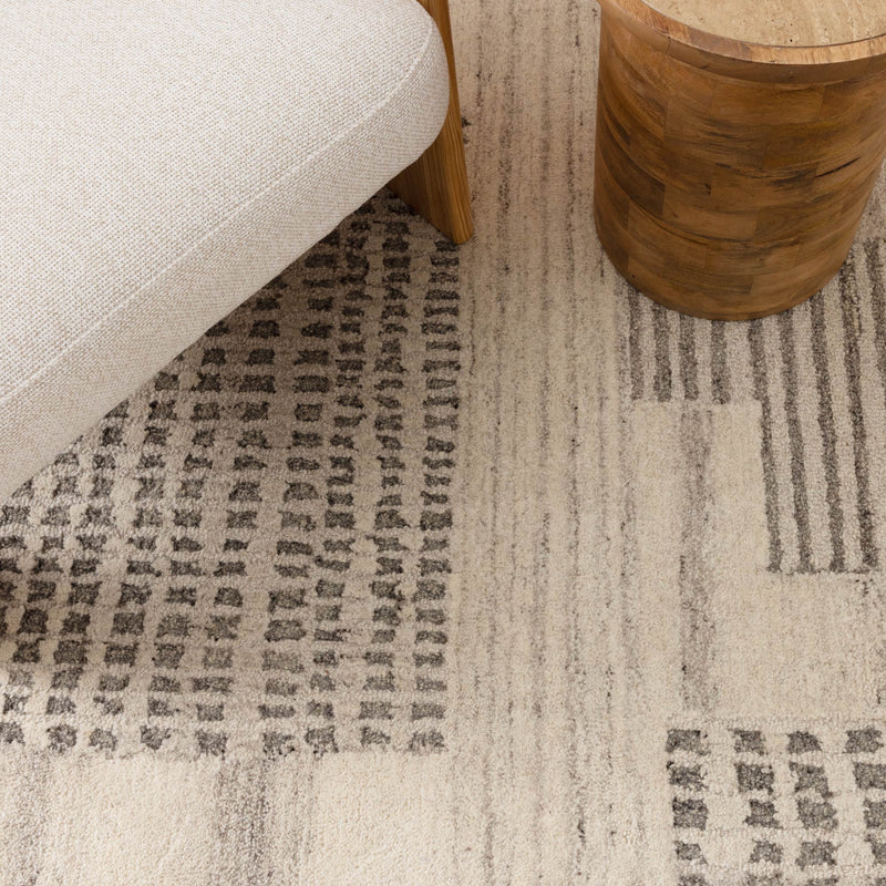 Caspian Prism Grey Cream Wool Rug
