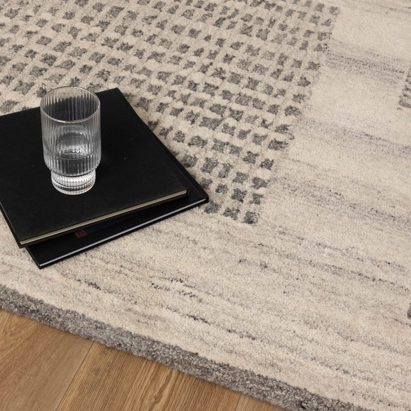 Caspian Prism Grey Cream Wool Rug