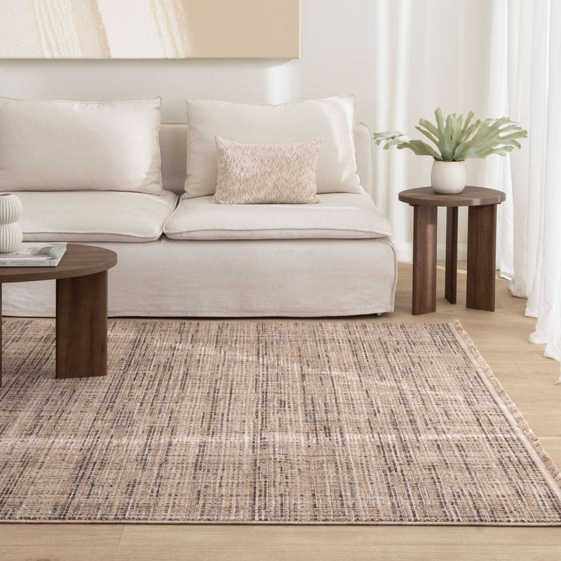 Cara Distressed Row Beige Brown Rug