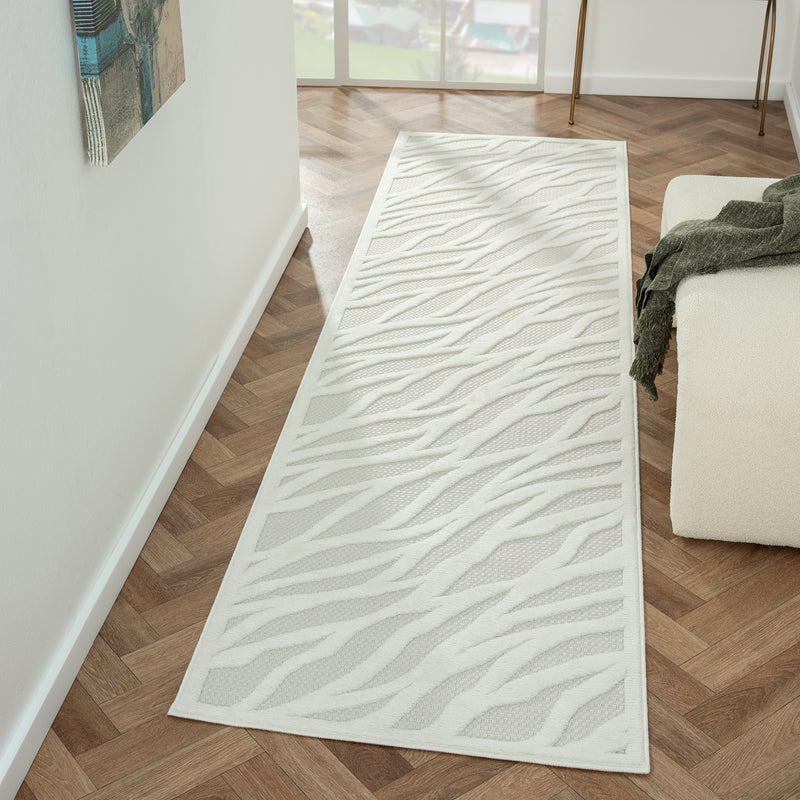 Calm Wave Ivory Runner Rug