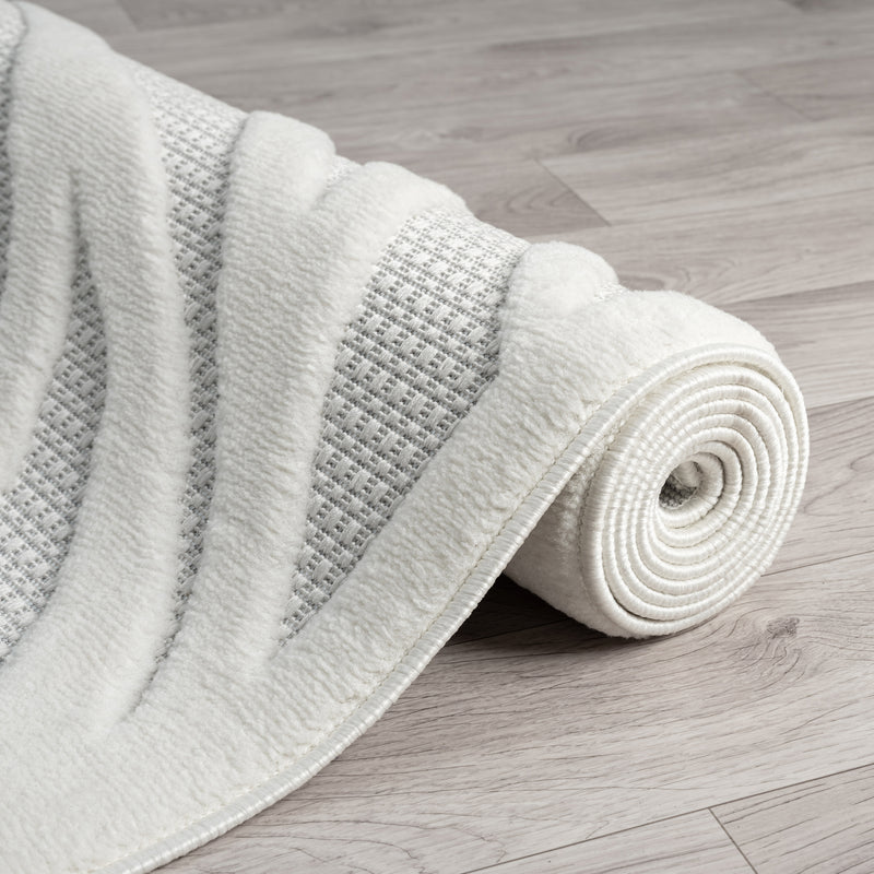 Calm Wave Ivory Runner Rug