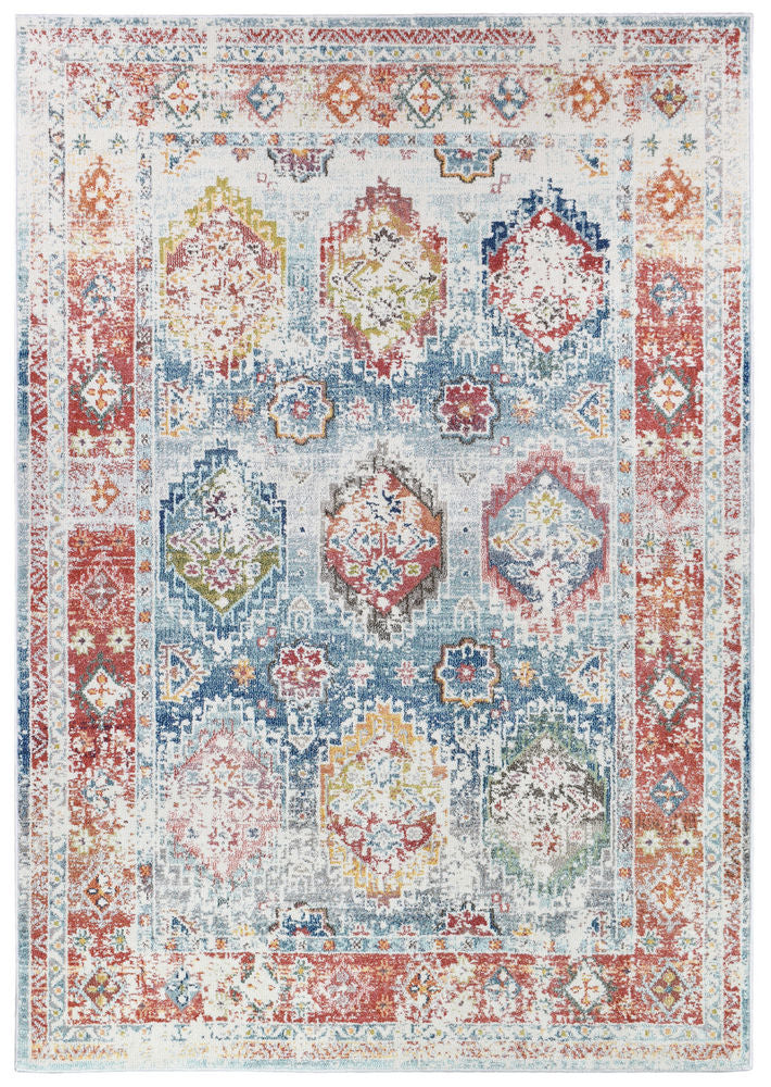 Casanova Lover Tile Rust Blue Rug