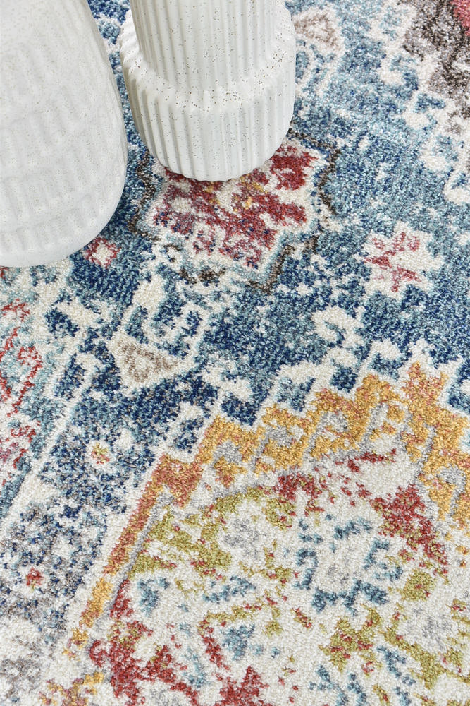 Casanova Lover Tile Rust Blue Rug