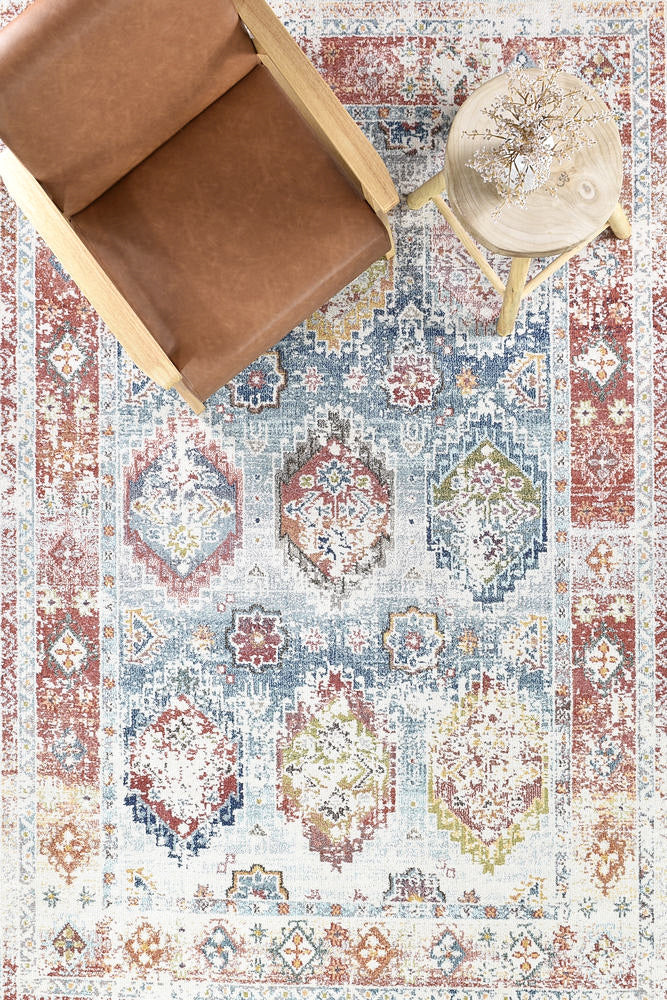 Casanova Lover Tile Rust Blue Rug