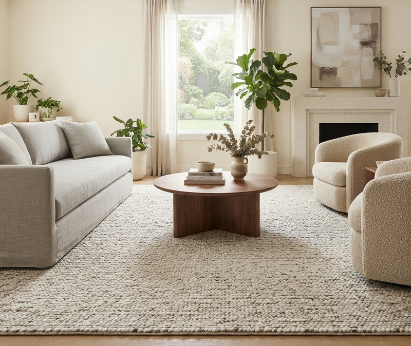 Chloe Beige Wool Rug