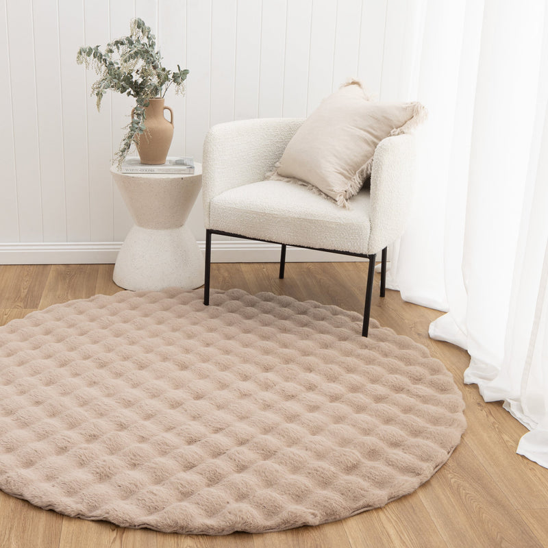 Clarity Washable Dark Beige Round Rug