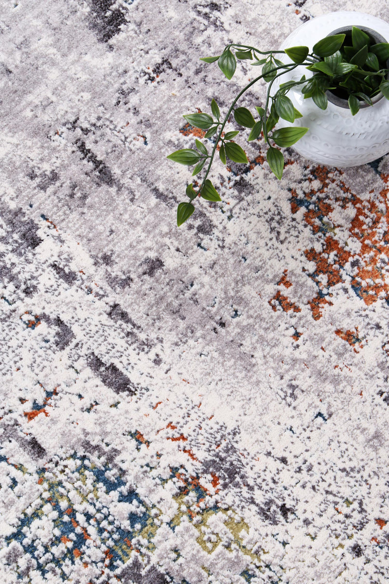 Almir Distressed Watercolour Grey Multi Rug