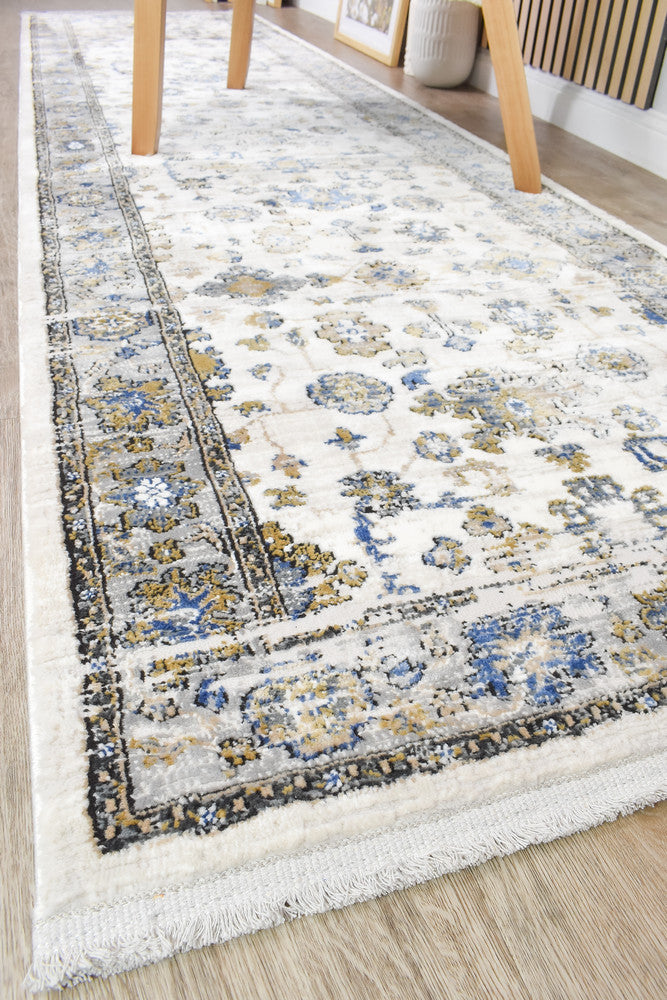 Sultana Timeless Grey Blue Runner Rug