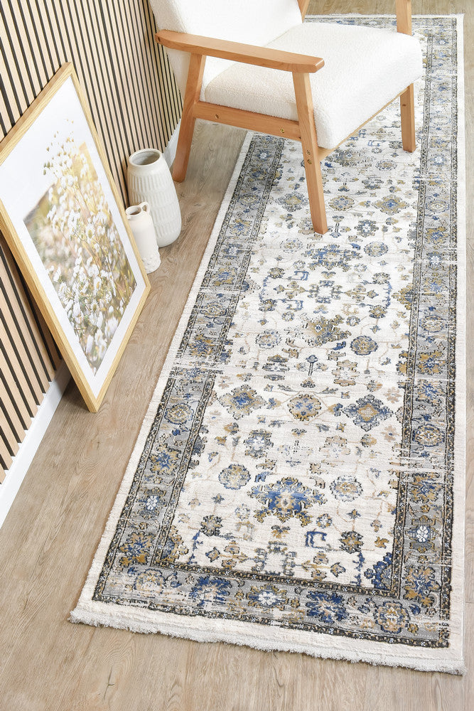 Sultana Timeless Grey Blue Runner Rug