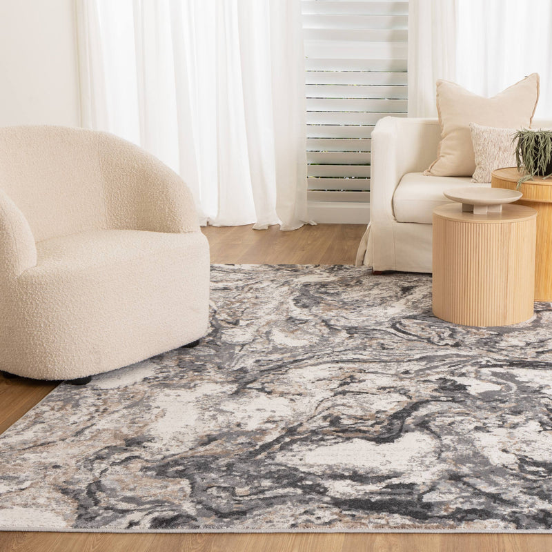 Appearance Polished White Dark Grey Rug