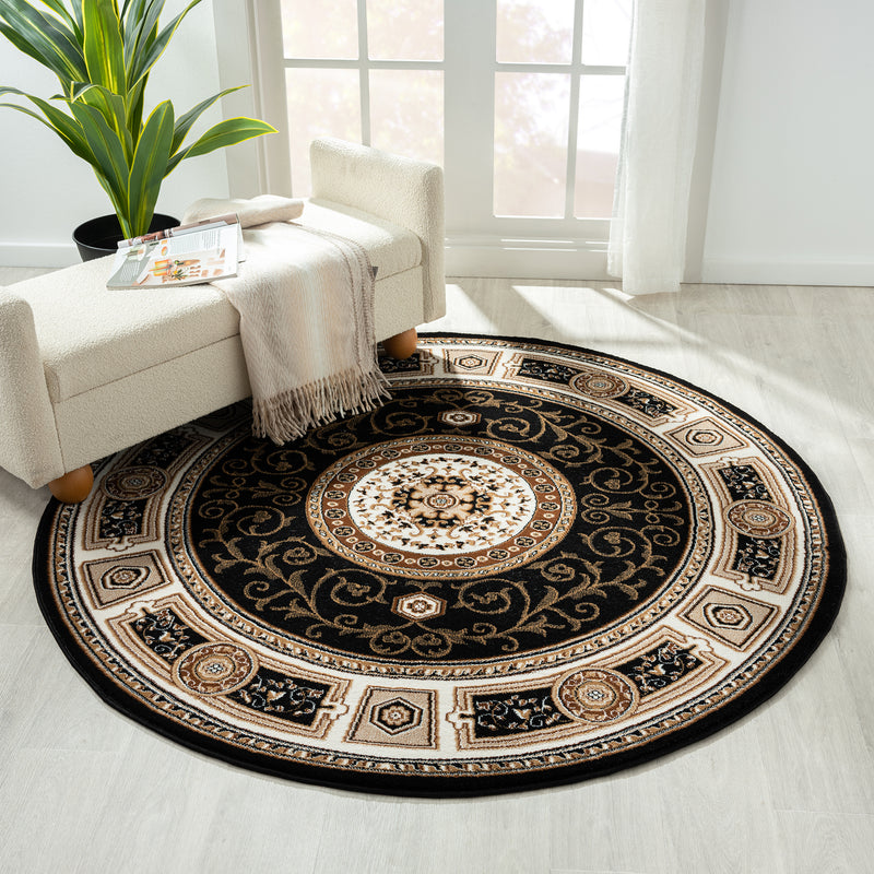 Stratum Lush Medal Black Round Rug