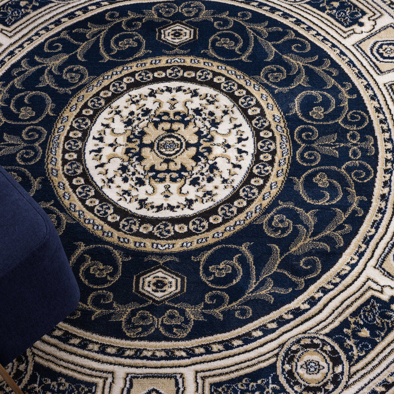 Stratum Lush Medal Navy Round Rug