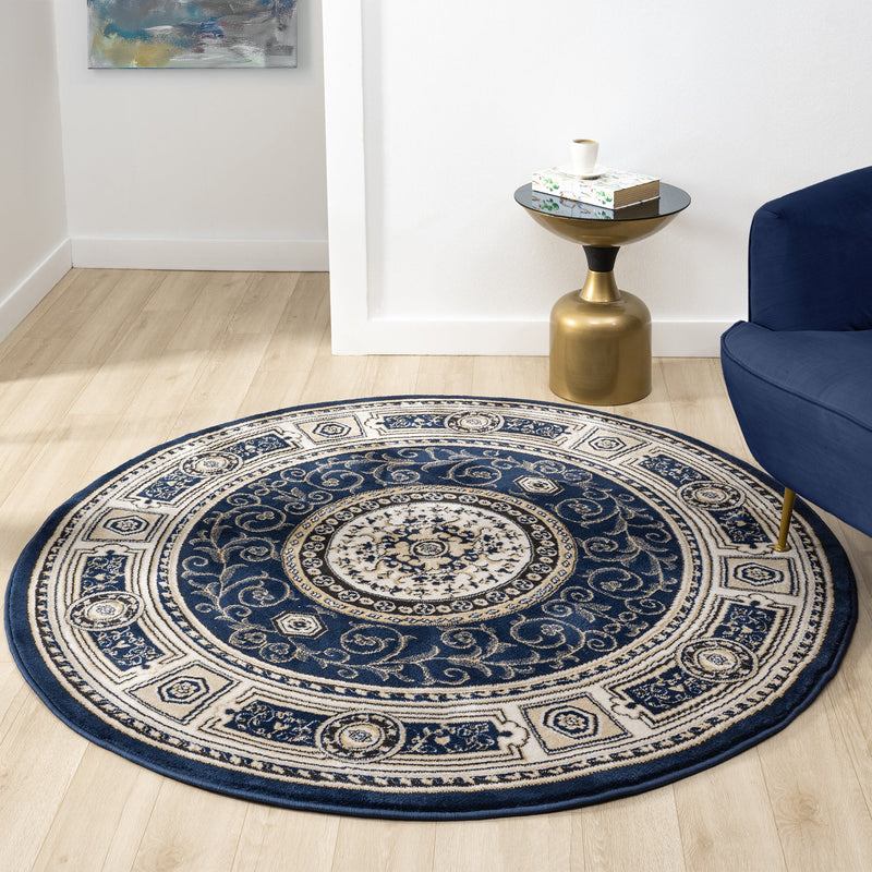 Stratum Lush Medal Navy Round Rug