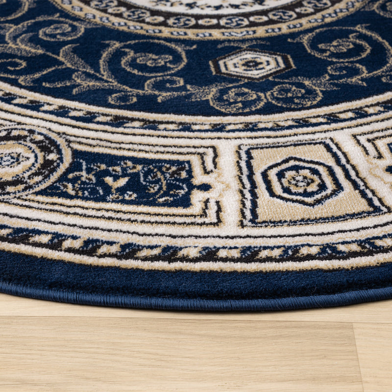 Stratum Lush Medal Navy Round Rug