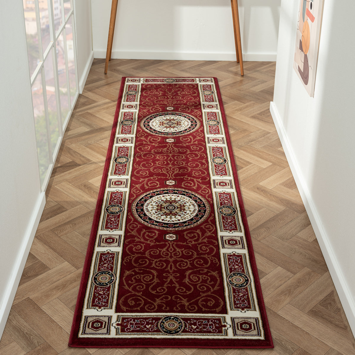 Modern Red Runner Rug Stratum Lush Medal Red Runner Rug — SydneyRugsOnline