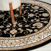 Stratum Persian Classic Black Round Rug