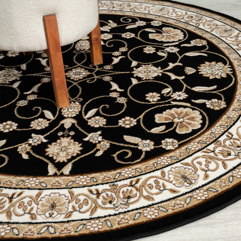 Stratum Persian Classic Black Round Rug