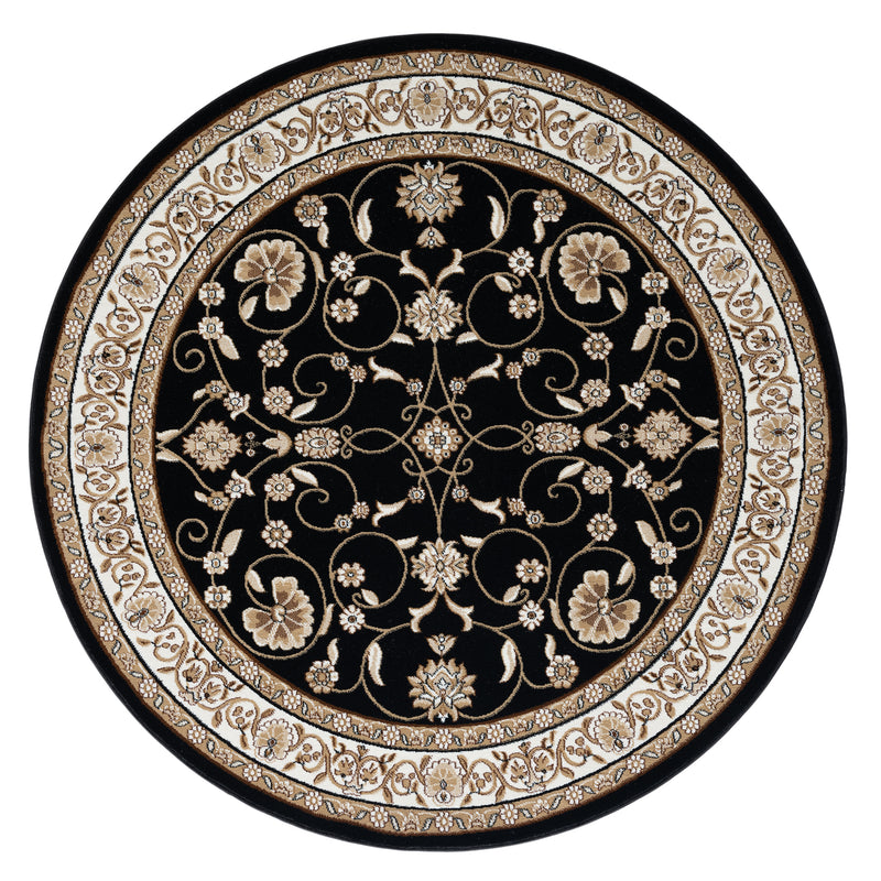 Stratum Persian Classic Black Round Rug
