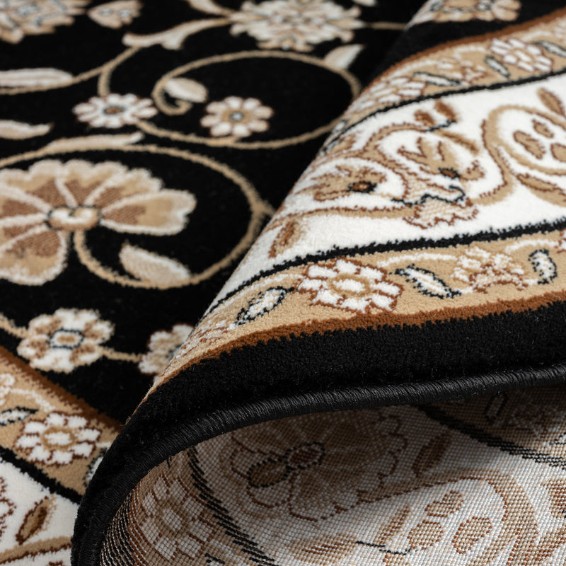 Stratum Persian Classic Black Round Rug