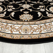 Stratum Persian Classic Black Round Rug