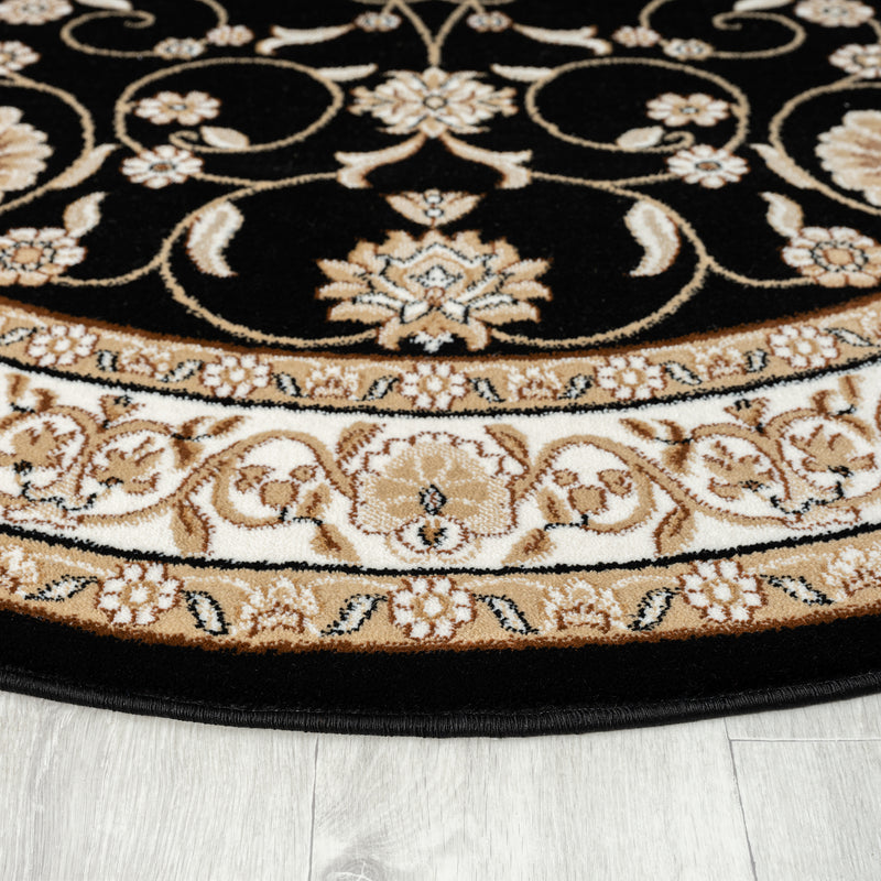 Stratum Persian Classic Black Round Rug