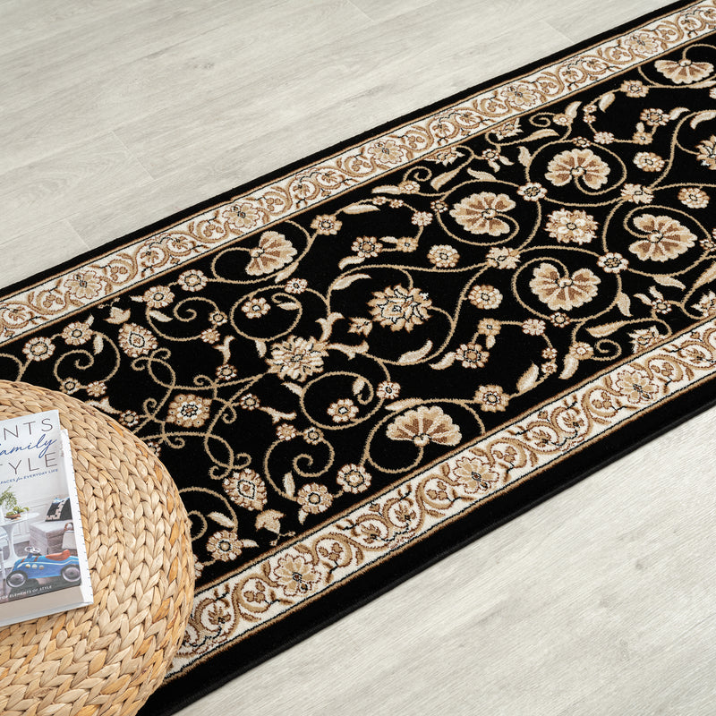 Stratum Persian Classic Black Runner Rug