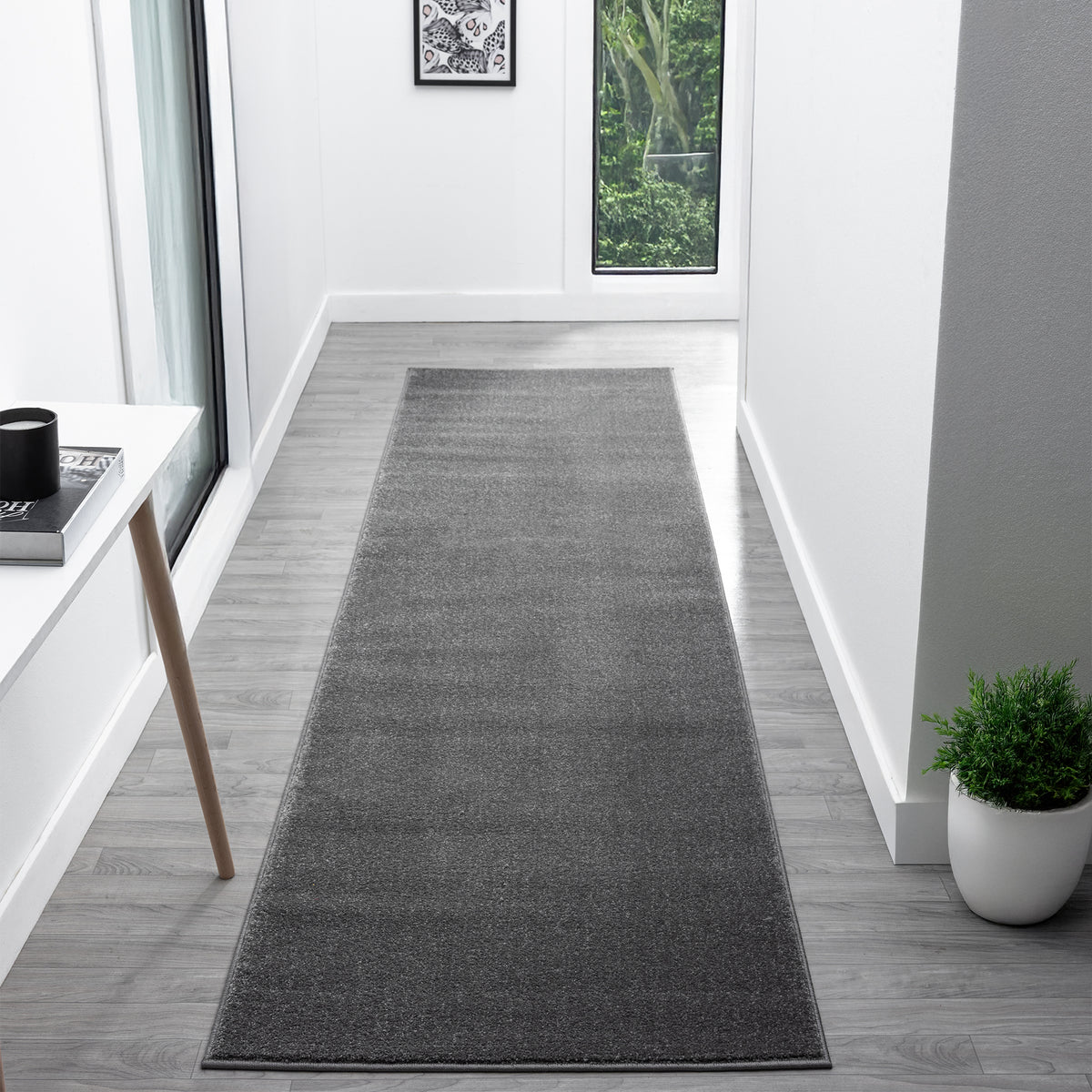 Grey Colored Rug Runner Modern Soft thick plain dark grey runner Rug — SydneyRugsOnline