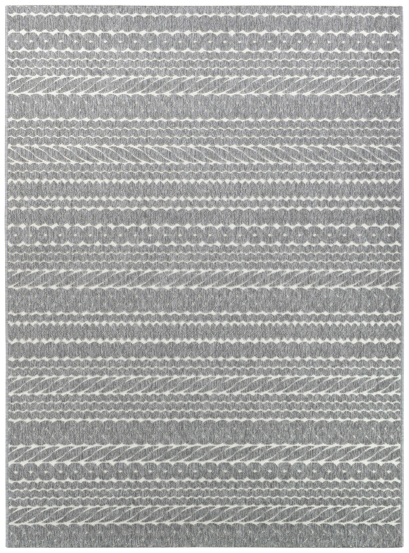 Fenix Leaves Grey White Rug