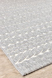 Fenix Leaves Grey White Rug