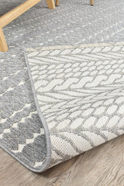 Fenix Leaves Grey White Rug