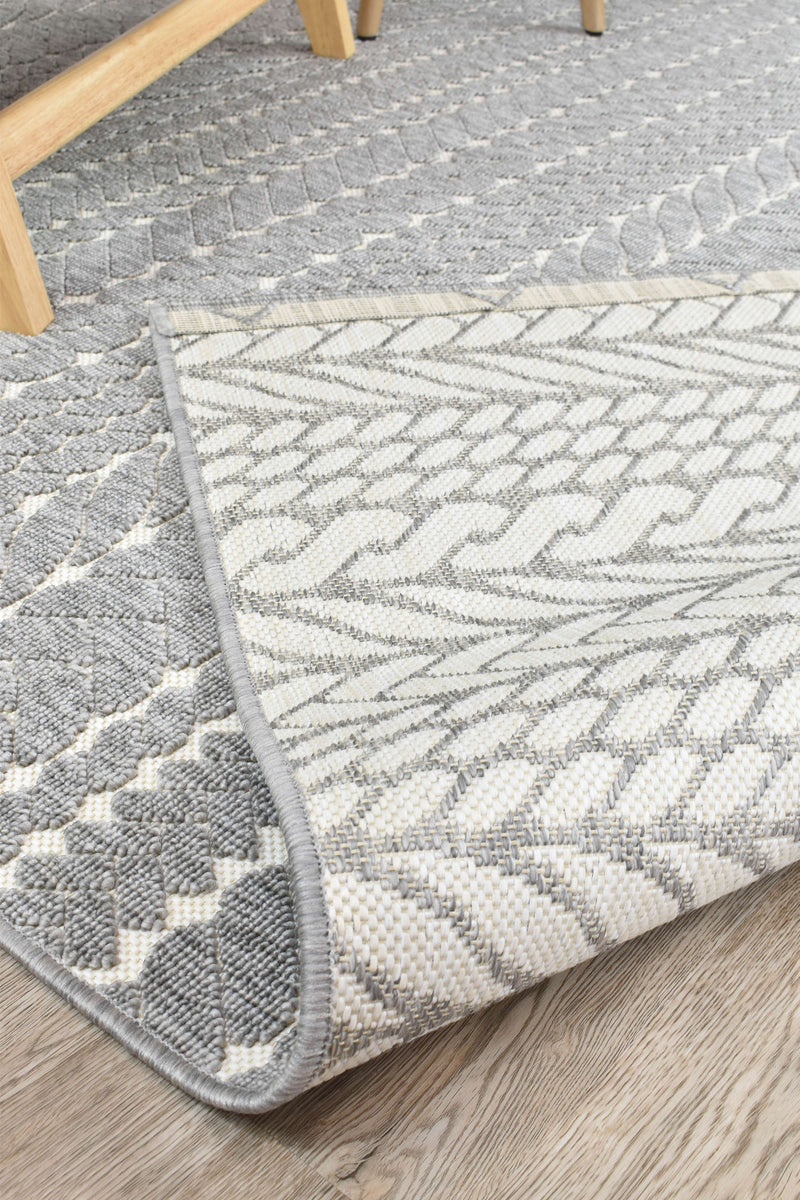 Fenix Leaves Grey White Rug