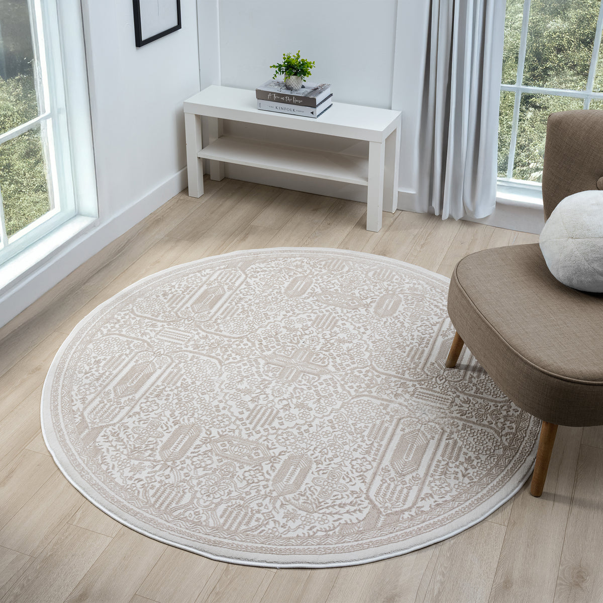 Legend Novel Sand Round Rug — SydneyRugsOnline
