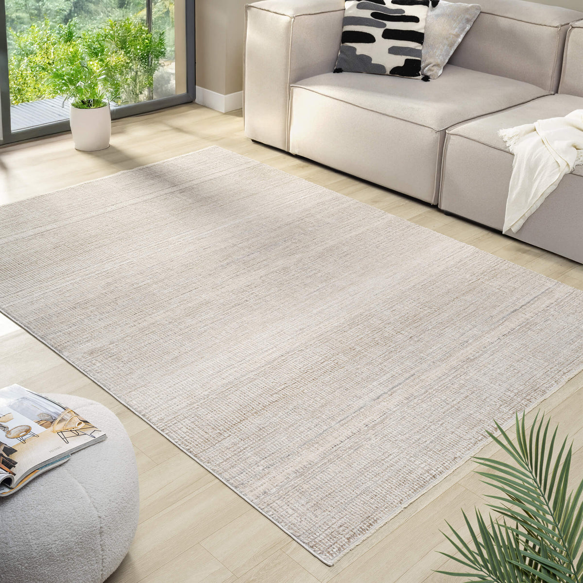 soft polyester pile rug, genuine short fringes, shed-resistant, high ...