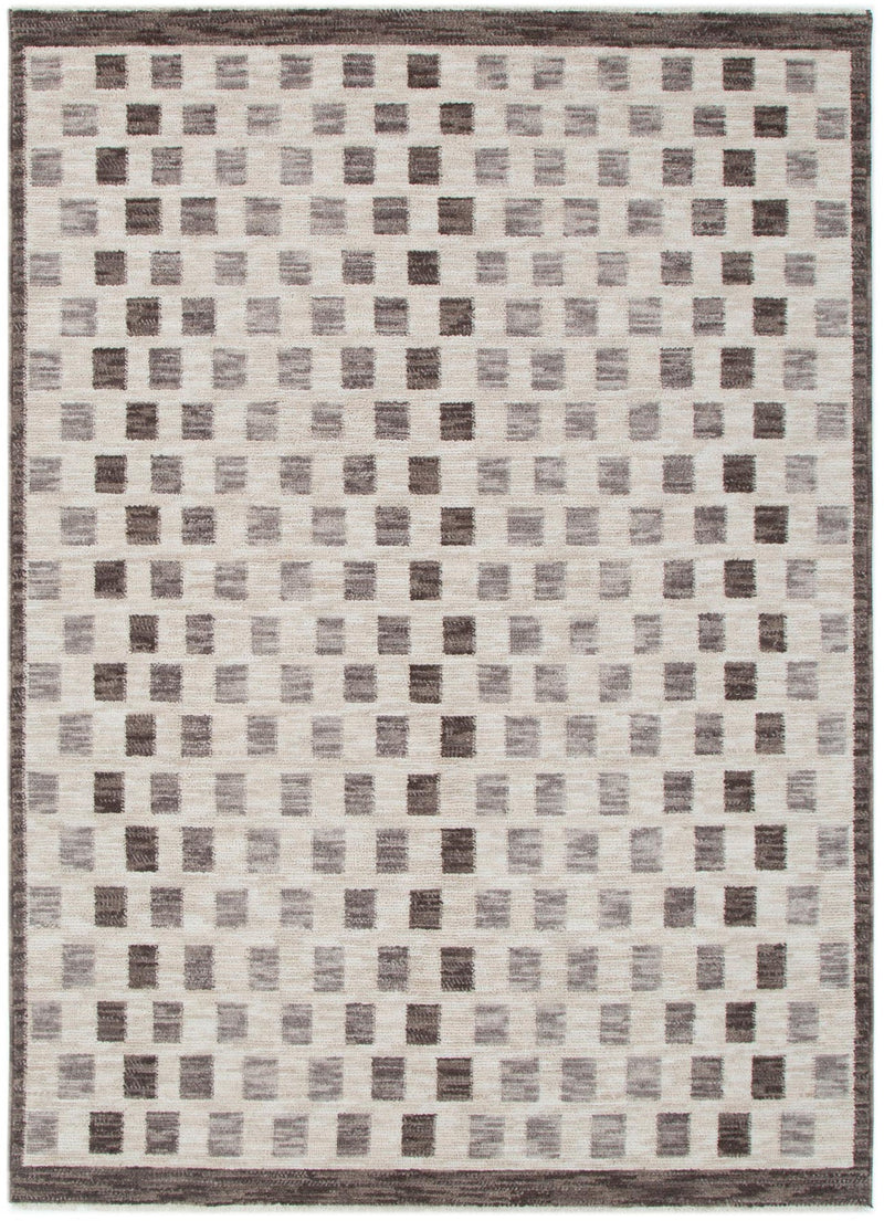 Vista Checkered Ivory Brown Rug